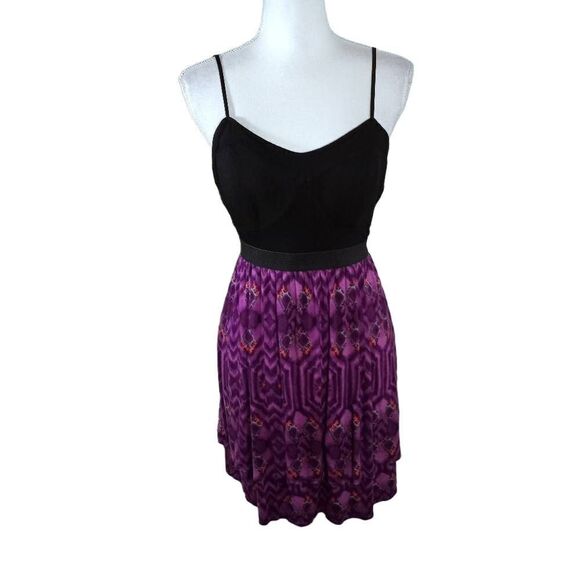 ELLE BLACK & PURPLE DRESS SZ.L EUC - Picture 1 of 6